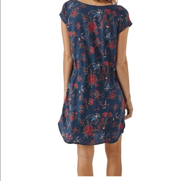 NWT Patagonia Lake Dress Sz XS Village Byrd Hex Grey 100% Tencel - Picture 2 of 9